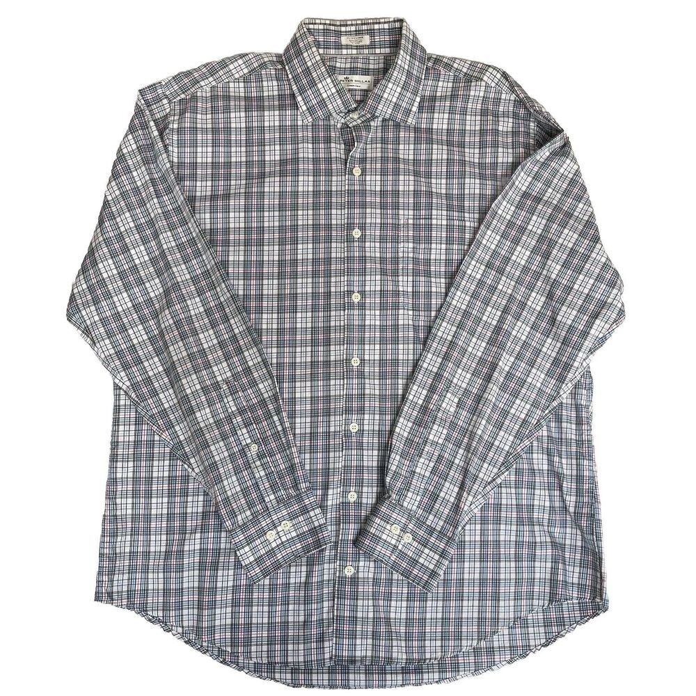 Peter Millar Crown Ease Shirt Men's Size XL Plaid Button Up Comfort Quiet Luxury